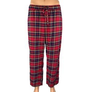 Gap Body Men's Red Blue Plaid Flannel Tartan Drawstring Pajama Pants Size LP